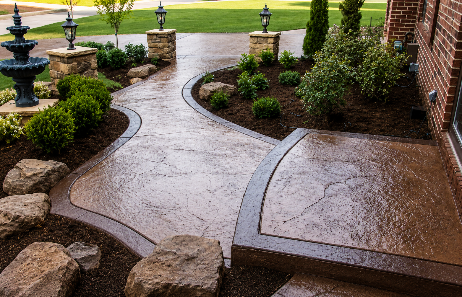 Stamped concrete patio Beaverlodge
